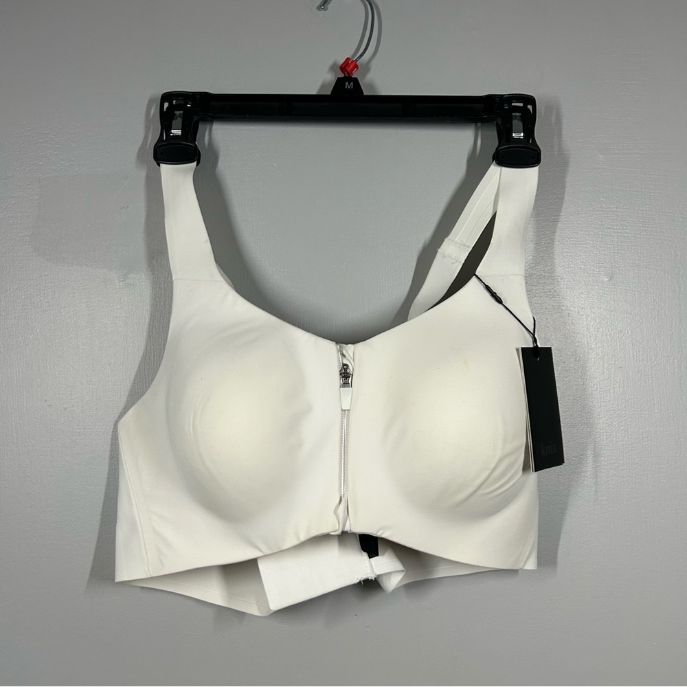Knix catalyst front zip white size 5 sports bra